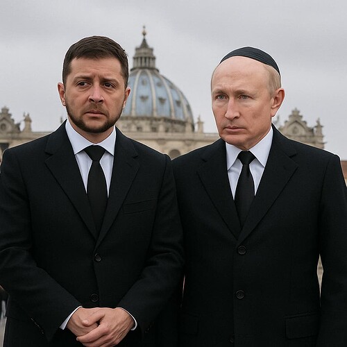 zelenski oraz putin na pogrzebie papieza